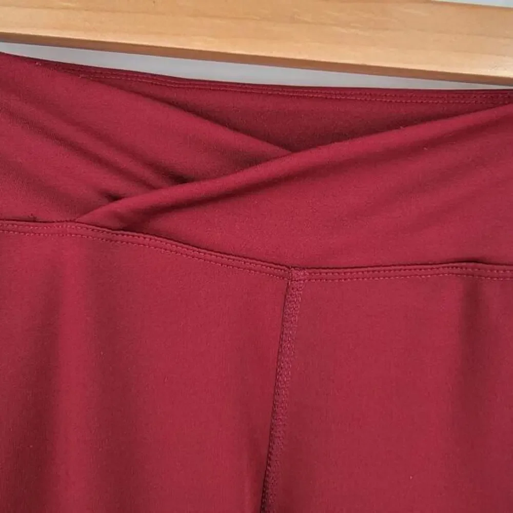 BSP Red Leggings With Gold Accents And‎ Mesh Bottoms Size Small